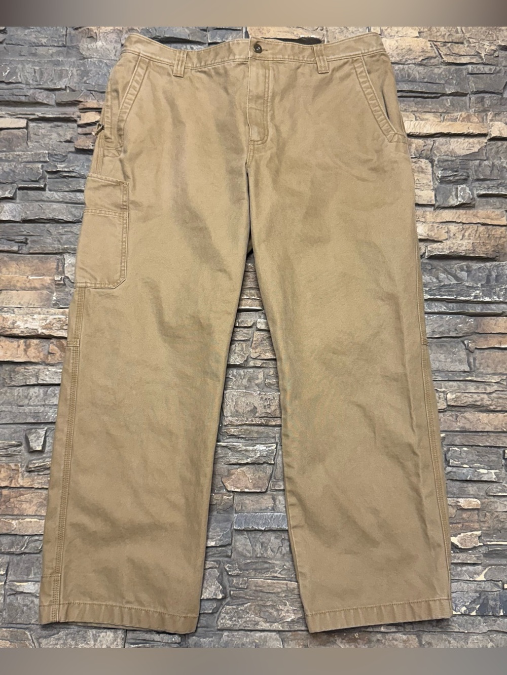 LL Bean Katahdin Iron Works Pants Men’s 40x30 Brown Tan Canvas Rugged Cotton